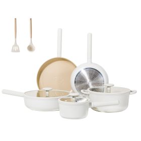 Ceramic Cookware Sets 17pcs, Pots And Pans Set Non Stick, Healthy Induction Kitchen Cooking Set With Removable Handles, Stackable Pots Pans, Oven (Option: 13p)
