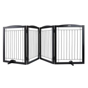 VEVOR Free Standing Dog Gate, 32" H x 96.5" W Freestanding Pet Gate, 4 Panels Foldable Dog Gate for Wide and Narrow Passageways (Width: 96.5 inches, Function: Foldable)