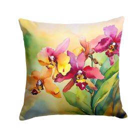 Orchids in Watercolor Throw Pillow Machine Washable, Indoor Outdoor Decorative Pillow for Couch, Bed or Patio, 18Hx18W (Default: Default)