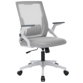 Ergonomic Office Chair Computer Desk Chair Comfy With Adjustable Lumbar Support (Option: White and gray)